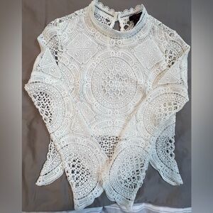 Elegant White Lace Women's Top